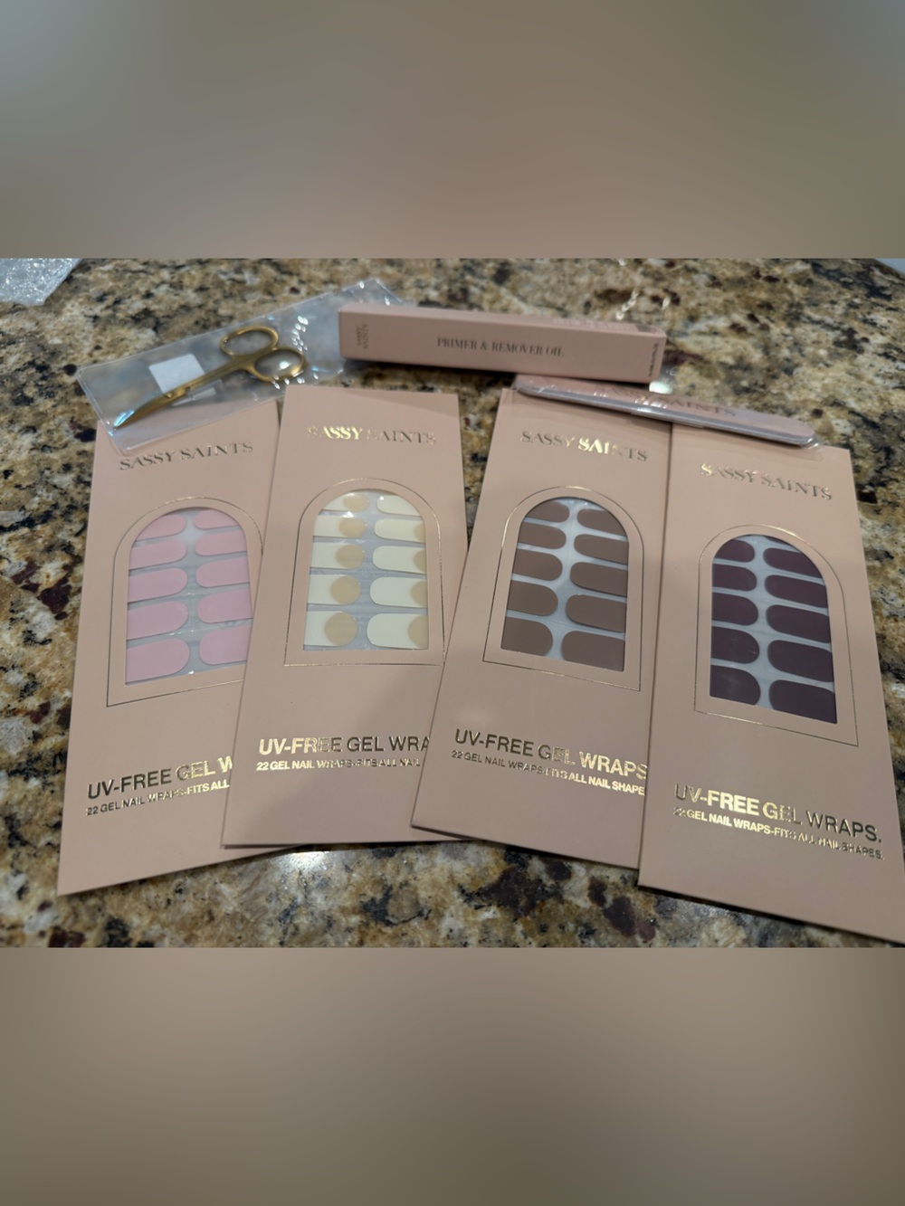 Sassy Saints Gel Nail Wraps Pack with Primer and Tools